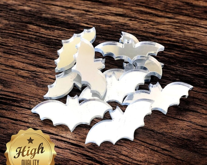 Bat Shaped Crafting Mirrors: Acrylic Embellishments, Jewelry Making, Invitations (Pack of 10)