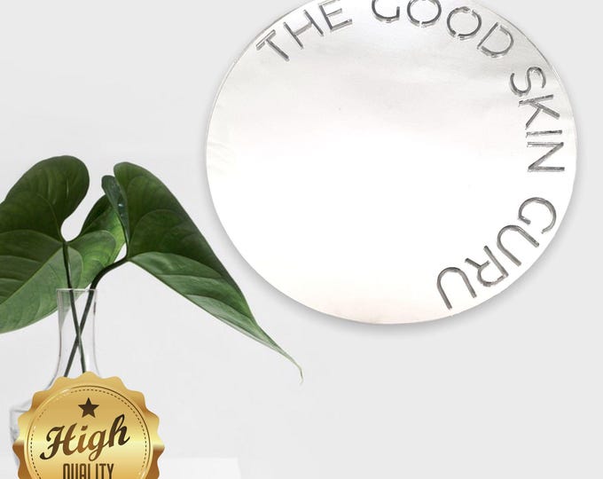 Round Bespoke Cut out Names Shaped Mirrors with White Backing & Hooks, Custom Colours, Sizes, Shapes