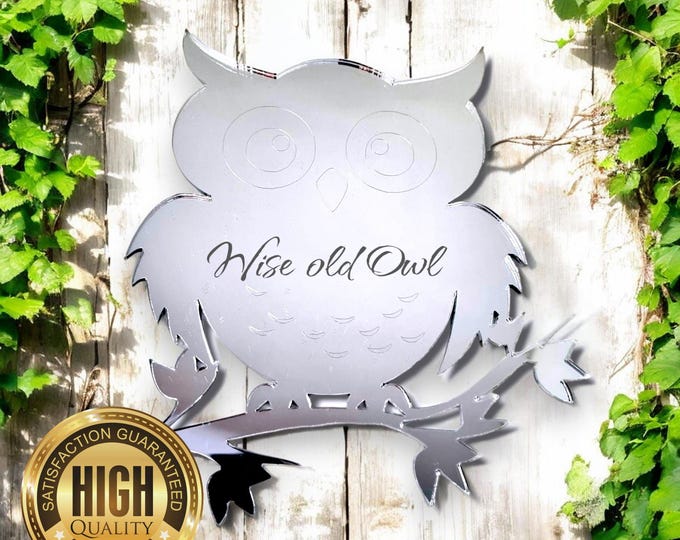 Owl Shaped Mirrors, Custom Colours, Sizes, Shapes, Engraving Services (Garden Outdoor or Indoor Mirrors), Sizes up to 40cm
