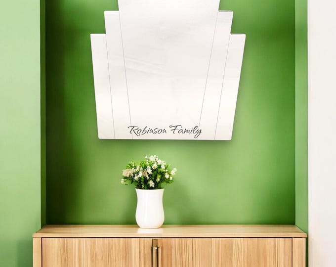 Art Deco Rectangular Fan Shaped Mirrors with White Backing & Hooks, Bespoke Shapes/Sizes Made