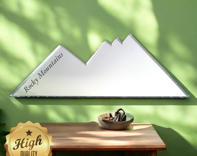 Custom Acrylic Mountain Range Shaped Mirrors with Various Colours and Sizes, Eco-Friendly and Handmade in the UK