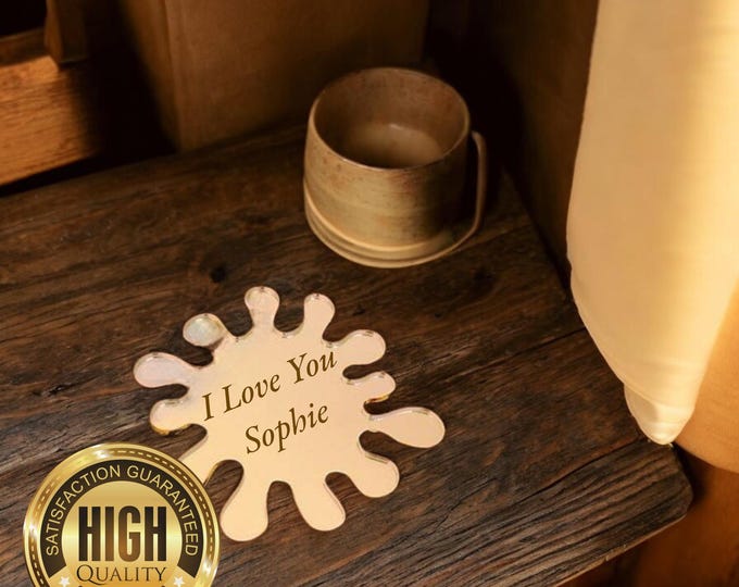 Splash Shaped Coasters in Mirrored Colours, Sets of 4, 6 or 8, Custom Sizes, Shapes (Engraving Option)