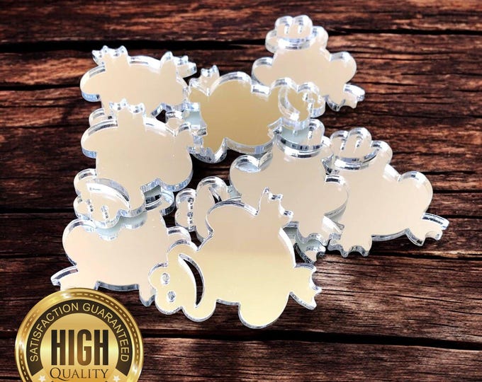 Frog Shaped Crafting Mirrors, Custom Colours, Woods, Sizes, Shapes, (Holes for Jewellery or hoops for invites) Packs of 10