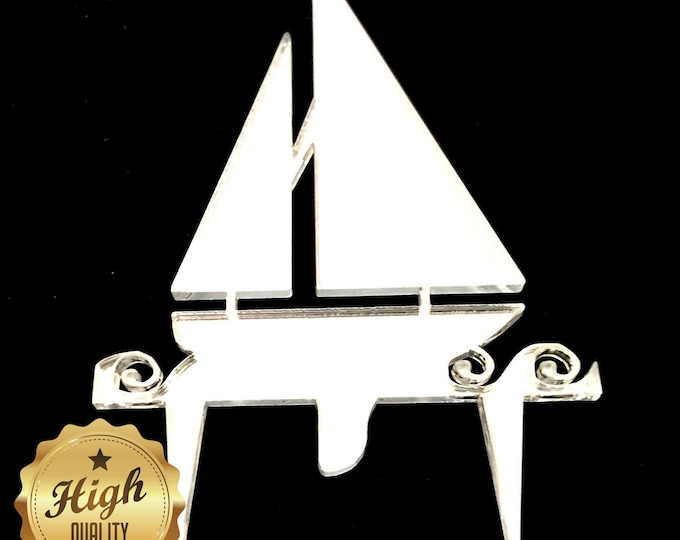 Sailing Boat Cake Topper: Acrylic Nautical Cupcake Toppers