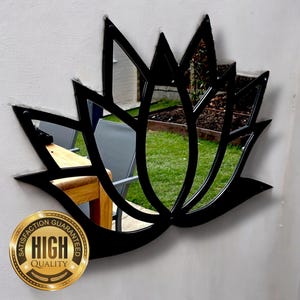 Lotus flower Design Framed Garden Mirrors, Large Sizes, Engraving Services (Indoor & Outdoor Use)