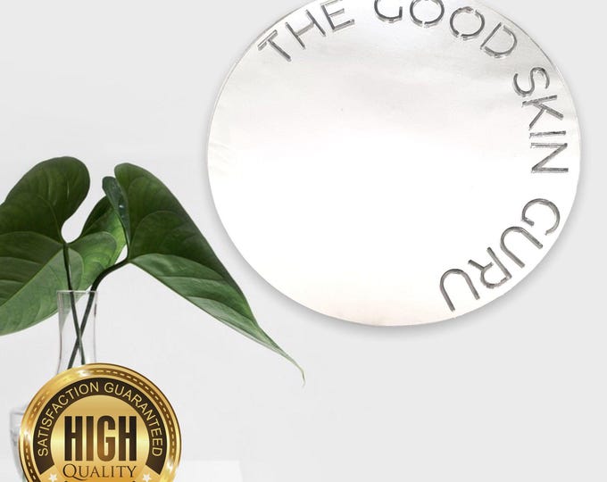 Round Bespoke Cut out Names Shaped Mirrors with White Backing & Hooks, Custom Colours, Sizes, Shapes