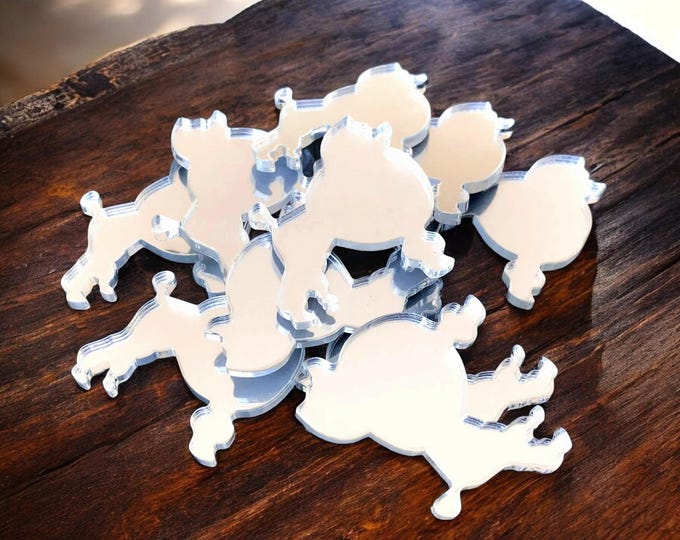Poodle Dog Acrylic Crafting Mirrors: Custom Colors & Sizes, Pack of 10