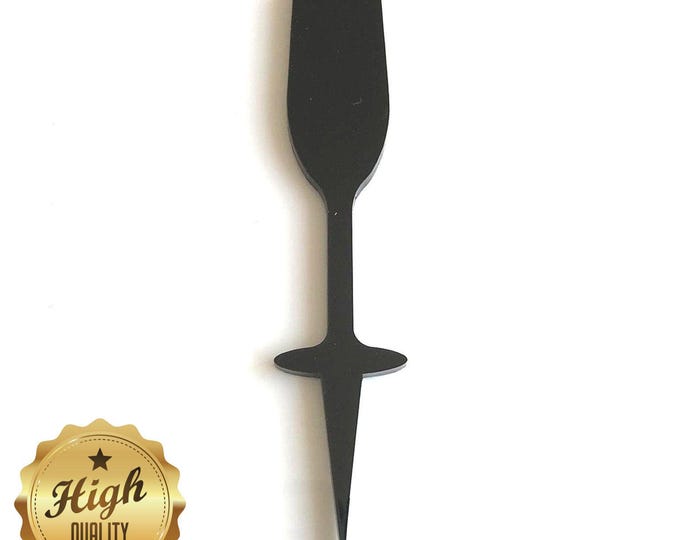 Champagne Glass Cake Toppers: Acrylic Cupcake Decorations