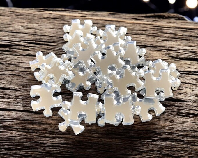 Jigsaw Acrylic Crafting Mirrors: Custom Colors & Woods, 10-Piece Pack