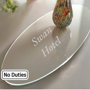 Oval Clear Acrylic Table Runner: Custom Engraved Worktop Saver
