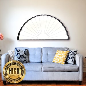 Art Deco Fan Shaped Mirrors with a Colour Frame of your Choice & Hooks, Bespoke Shapes Made