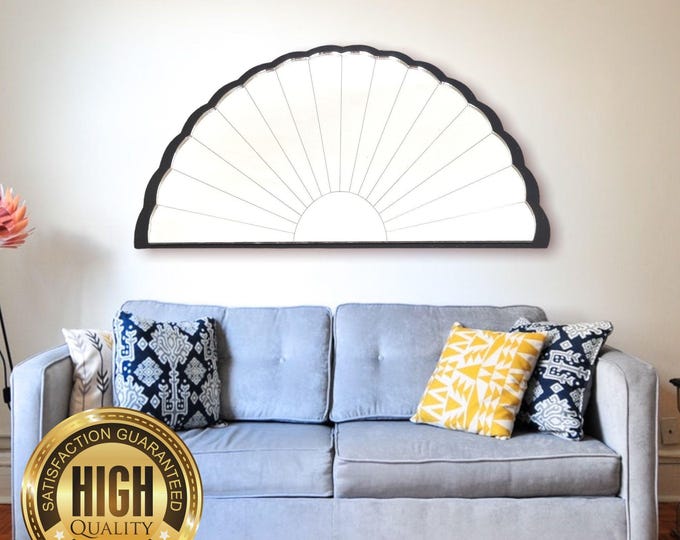 Art Deco Fan Shaped Mirrors with a Colour Frame of your Choice & Hooks, Bespoke Shapes Made