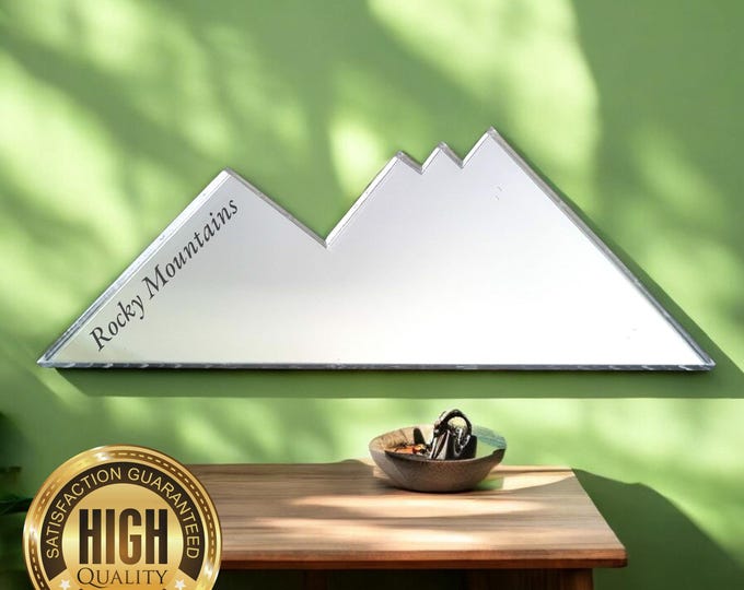 Custom Acrylic Mountain Range Shaped Mirrors with Various Colours and Sizes, Eco-Friendly and Handmade in the UK