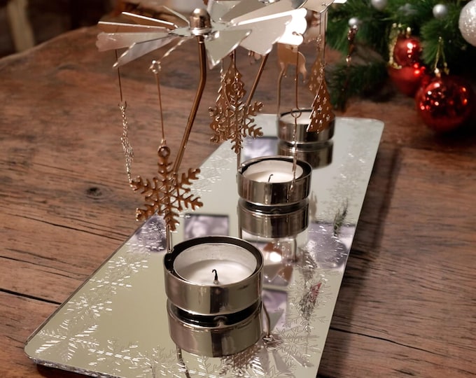 Snowflake Engraved Silver Mirror Christmas Table Runner / Table Decoration, Custom Colours, Sizes, Shapes