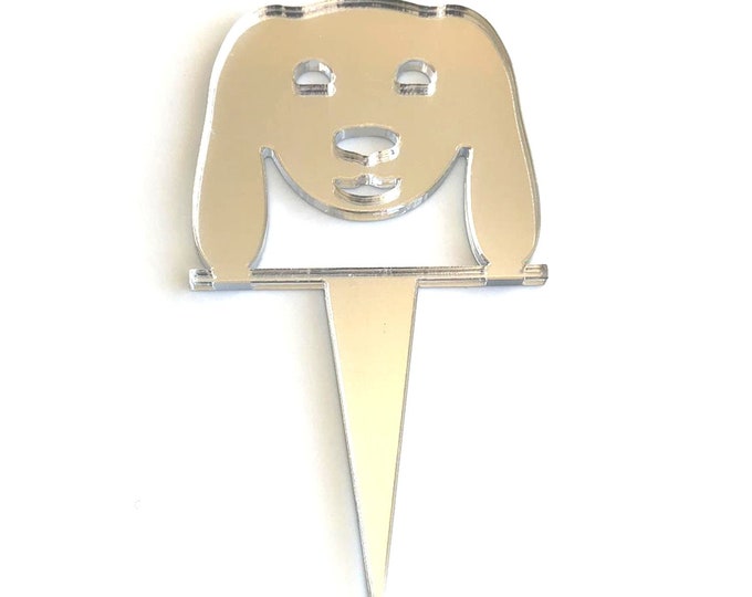 Dog Face Acrylic Cake Topper: Custom Colors & Sizes