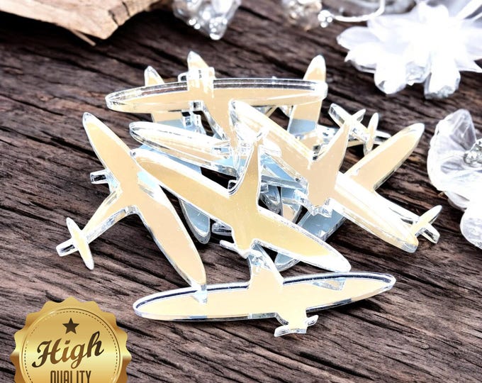 Spitfire Shaped Crafting Mirrors, Custom Colours, Woods, Sizes, Shapes, (Holes for Jewellery or hoops for invites) Packs of 10