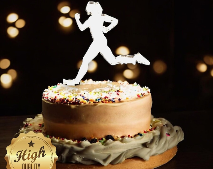Marathon Lady Runner Cake Toppers - Custom Colours, Sizes, Engravings & Emblems