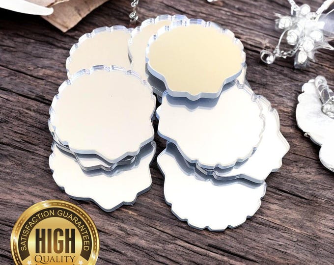 Shell Shaped Crafting Mirrors, Custom Colours, Woods, Sizes, Shapes, (Holes for Jewellery or hoops for invites) Packs of 10