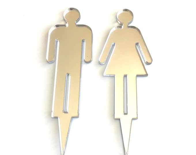 Custom Acrylic Cake Toppers: Male & Female Silhouette, Bespoke Style