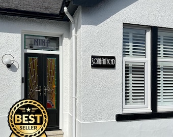 Personalized Art Deco House Sign: Bespoke Recycled Acrylic
