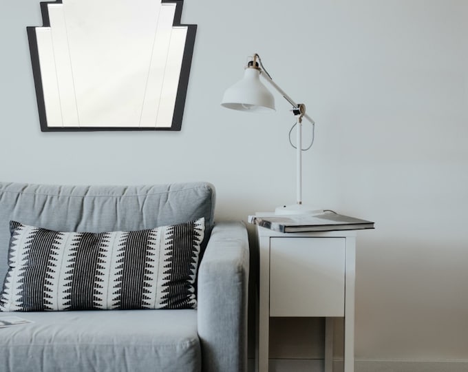 Art Deco Fan Mirror: Rectangular Acrylic Mirror with Custom Color Frame