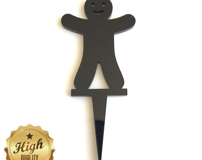 Gingerbread Man Cake Topper: Recycled Acrylic Cupcake Decoration