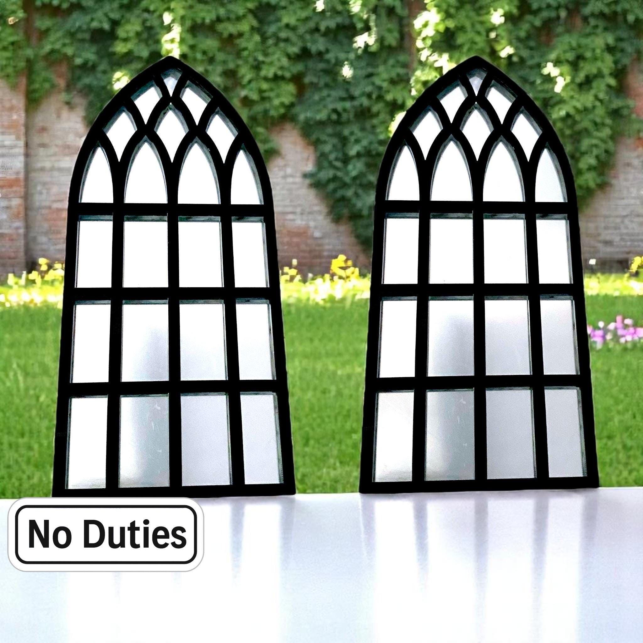 Gothic Arch Garden Mirror: Black Fram...