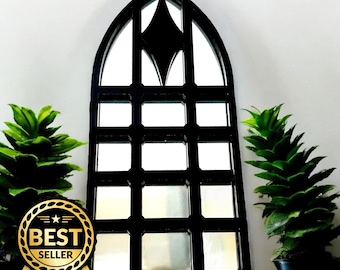 Gothic Arch Black Framed Garden Mirror: Indoor & Outdoor Decor