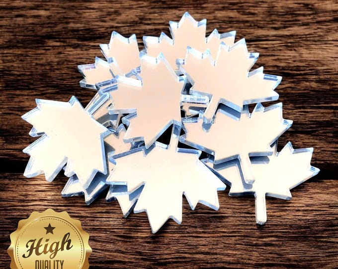 Maple Leaf Acrylic Crafting Mirrors: Custom Colors, Woods, Sizes (Pack of 10)