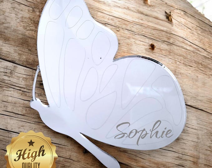 Butterfly Flying Mirrors, Custom Colours, Sizes, Shapes, Engraving Services, Sizes up to 40cm