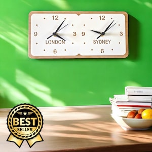 Bespoke Two/Three Time Zone Clock: Acrylic Quartz Silent Clock