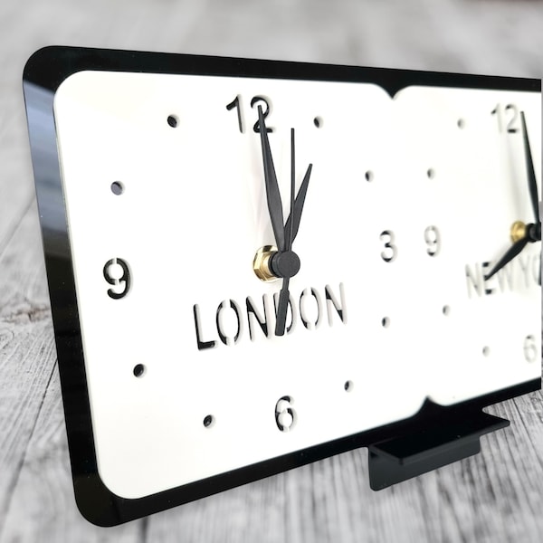 Bespoke Square Two Time Zone Clocks - Many Colour Choices, Bespoke Shapes & Sizes Made