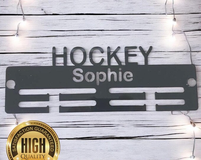 Hockey Medal Hangers, With Customised Name, Sport, Colours & Woods, Includes all Fixings, Large Sizes Made