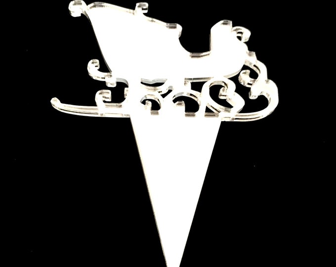 Santa's Sleigh Cake Topper: Acrylic Christmas Cupcake Decoration
