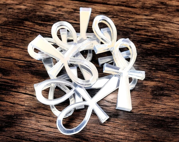 Ankh Shaped Crafting Mirrors: Acrylic, Custom Colors, 10 Pack