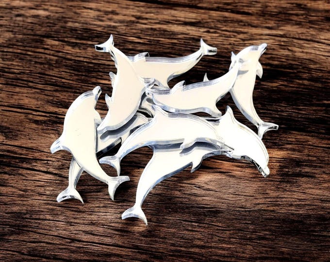 Dolphin Shaped Crafting Mirrors: Acrylic Embellishments, Pack of 10