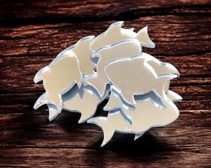 Fish Shaped Acrylic Crafting Mirrors: Custom Colors & Sizes (Pack of 10)