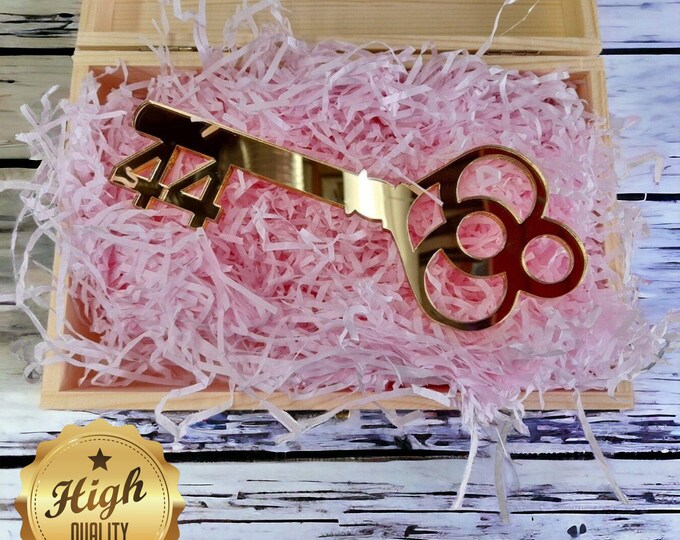 Custom Your Birthday Age Key Shaped 3D Double Sided Mirror Gifts, Many Colours, Sizes & Engraving Service, Sizes up to 40cm