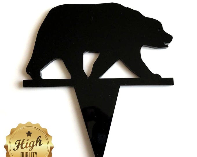 Grizzly Bear Cake Topper: Recycled Acrylic, Custom Colors