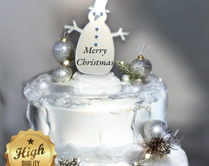 Snowman Cake Topper: Recycled Acrylic Christmas Decoration