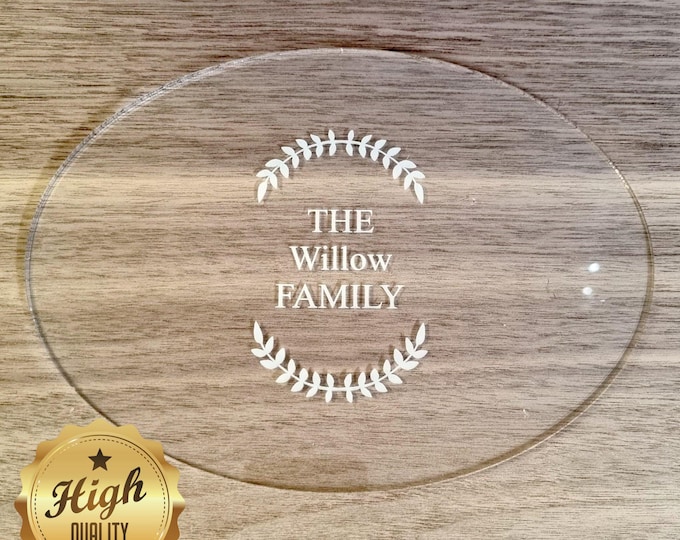Oval Large Placemats / Serving Mats / Table Protectors in Clear Gloss Acrylic, Custom Sizes, Shapes, Engraving Services
