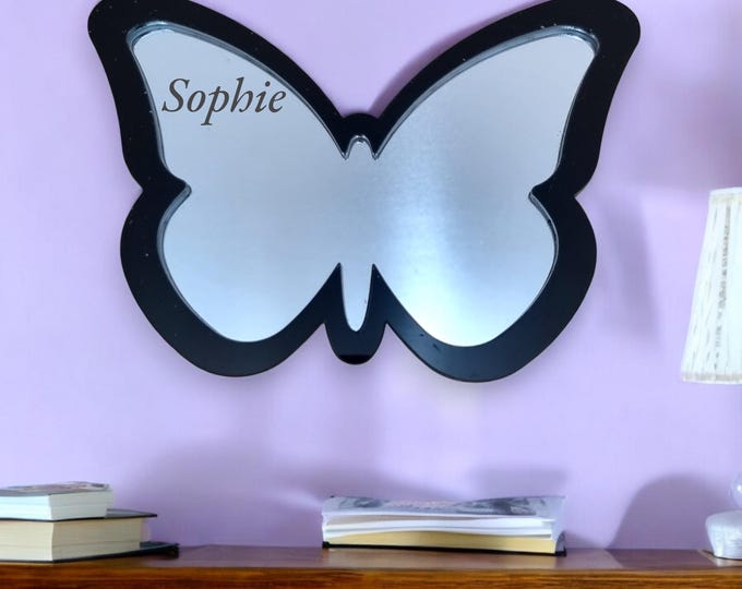 Butterfly Mirror with Colour Frame & Hooks - Bespoke Shapes