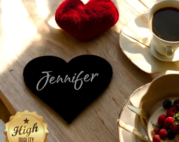Heart Shaped Coasters, Custom Matt or Gloss Finish Colours, Sizes, Shapes, Engraving Services