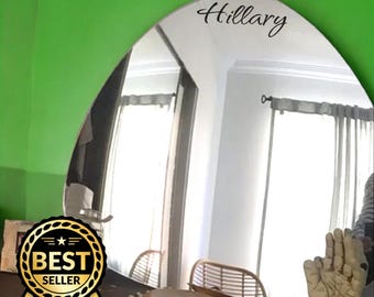 Pebble Acrylic Mirror: Curvy Round Shape, Custom Colors & Engraving (Up to 40cm)