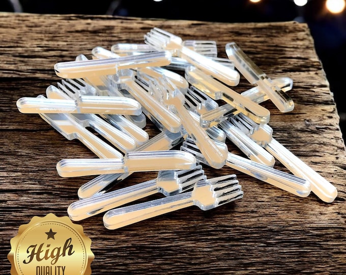 Acrylic Knife & Fork Mirrors: Custom Craft Shapes, Packs of 10