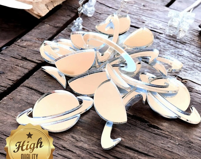 Saturn Shaped Crafting Mirrors: Custom Colors & Woods, Pack of 10