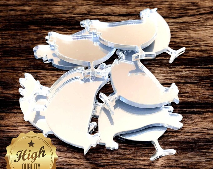 Chicken Acrylic Crafting Mirrors: Custom Colors & Sizes, Pack of 10