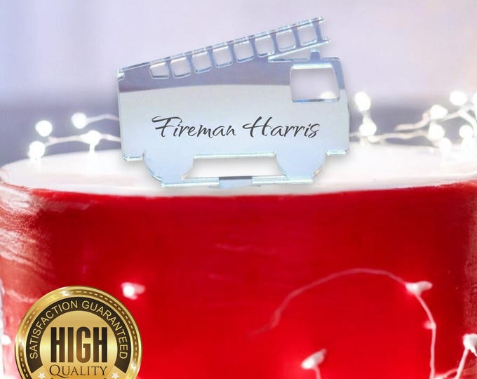 Fire Engine, Firemans Cake Toppers - Custom Colours, Bespoke Style Made, Crafting Emblems