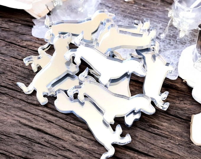 Sausage Dog Acrylic Crafting Mirrors: Custom Colors & Sizes (Pack of 10)