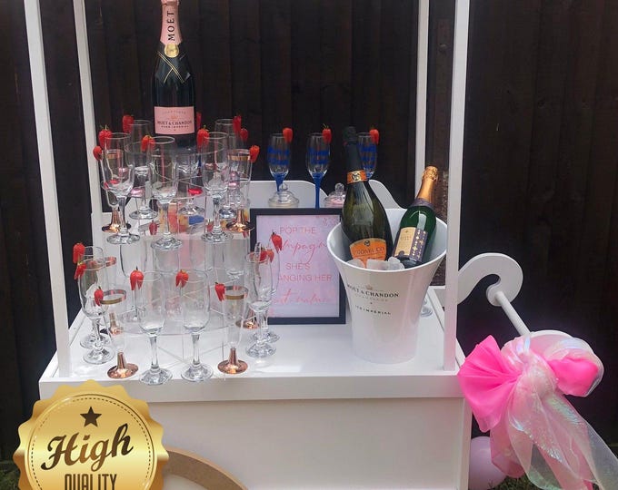 Custom Champagne Display Stands for Weddings & Parties - Ideal for Prosecco Bottles - Flute Glasses - Personalized Sizes, Colors - Shapes